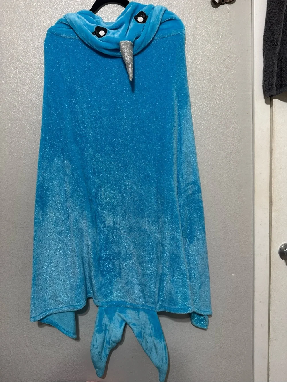 Justice Blue Narwhal Hooded Blanket Cape